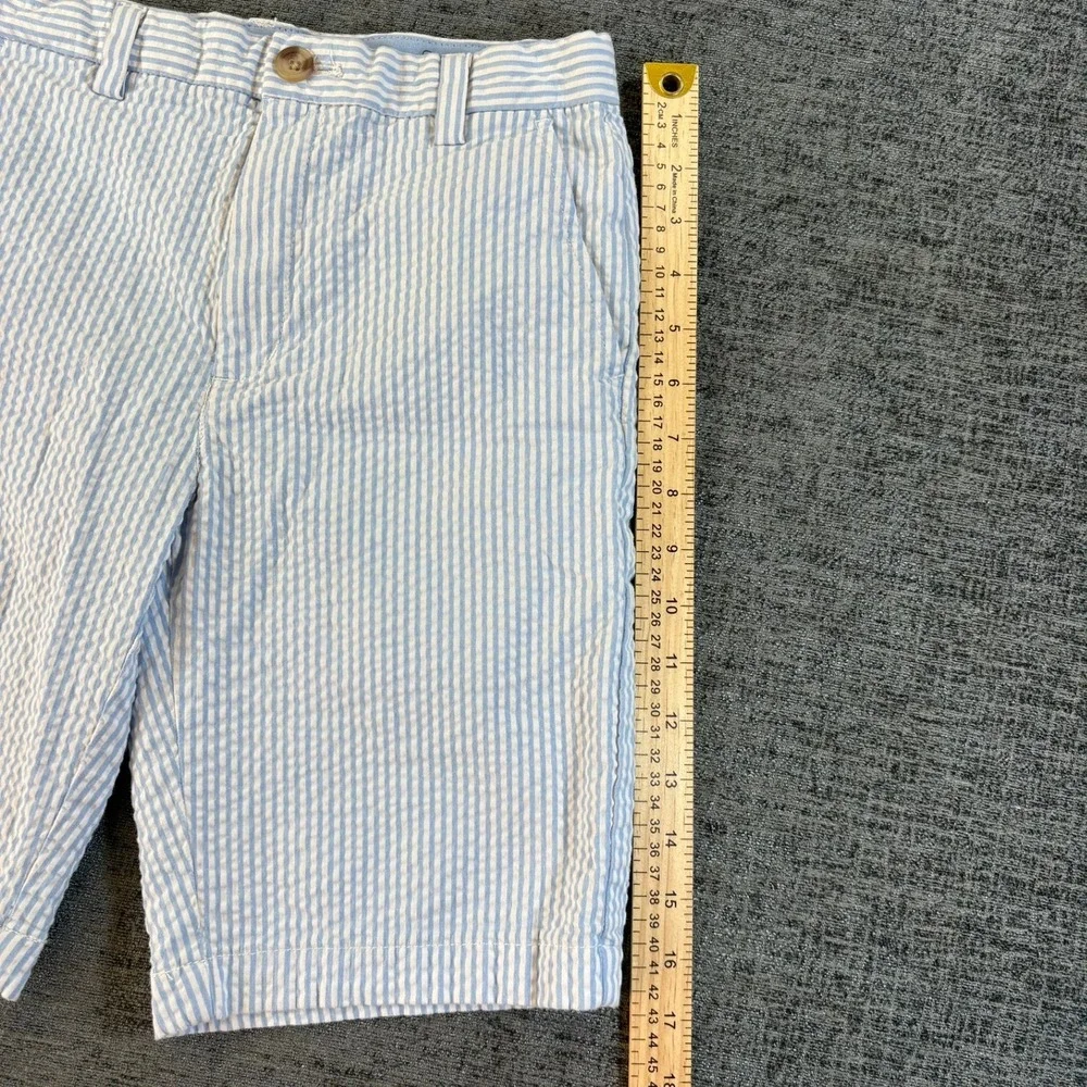 Vineyard Vines Seersucker Shorts Boys 14 Blue White Striped Cotton Blend Stretch